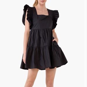 English Factory Black Ruffled Mini Sundress